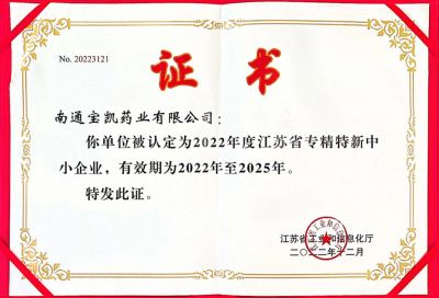 江蘇省專(zhuān)精特新中小企業(yè)